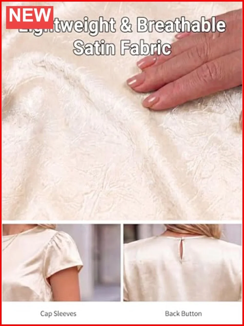 Womens Satin Blouse Dressy Casual Cap Sleeve Business Top